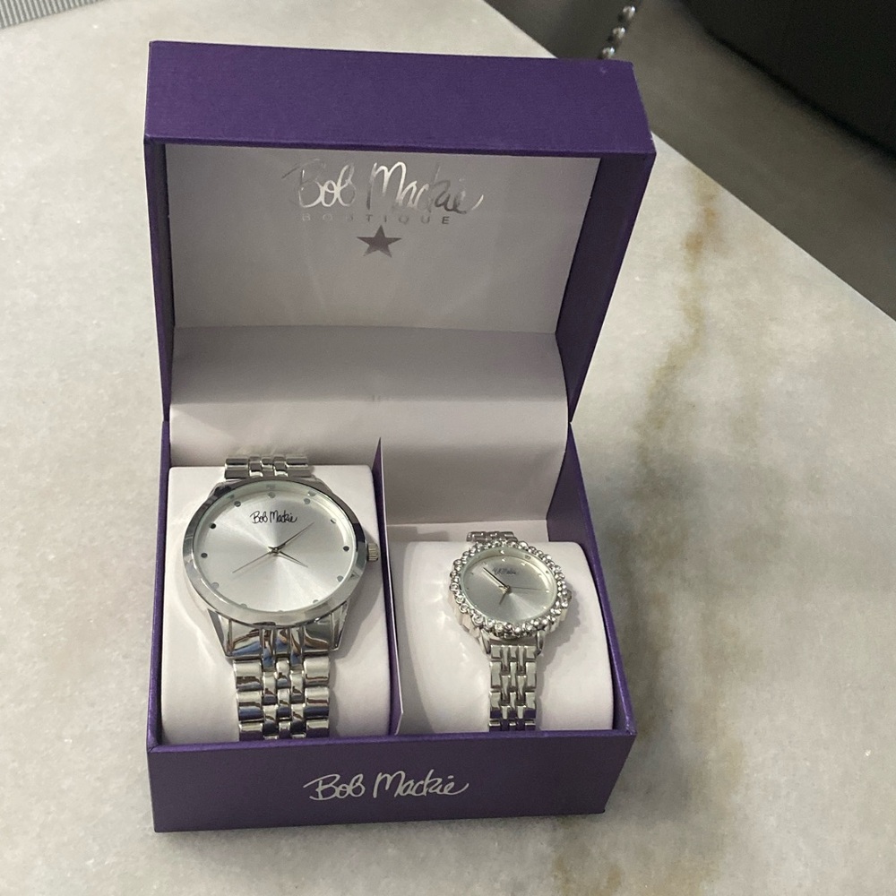Bob Mackie Silver Watch Duo